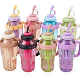 Ice Cream Water Bottle with Straw & Tea Infuser | 1400ml  |  | Large Capacity Gym & Summer Drink Bottle | Random color view 1