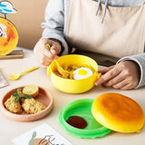 Hamburger Shaped Kids Lunch Box  | Portable Multi-Layer Food Container for School & Travel view 4