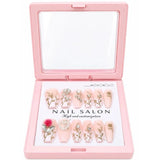 12 Pcs Press On Nails Set With Floral Design & Rhinestone Decoration | Reusable False Nails With Nail Prep Kit view 3