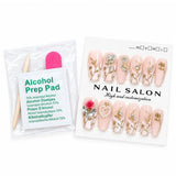12 Pcs Press On Nails Set With Floral Design & Rhinestone Decoration | Reusable False Nails With Nail Prep Kit view 2