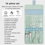 16 Pcs Stainless Steel Manicure & Pedicure Set | Travel Grooming Kit with Leather Case view 3