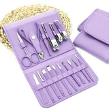 16 Pcs Stainless Steel Manicure & Pedicure Set | Travel Grooming Kit with Leather Case view 2