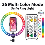MJ26 RGB LED Ring Light 26cm with Tripod, Phone Holder & 360° Color Modes view 3
