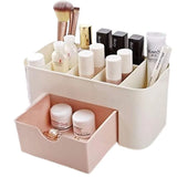 Plastic Makeup Organizer with Drawer | Desktop Cosmetics & Makeup Brush Storage Box | Office & Stationery Organizer view 1