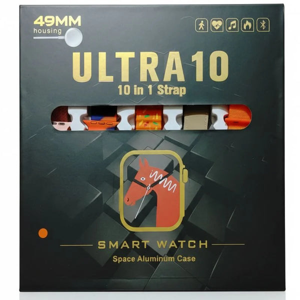 Ultra 10 Smartwatch | 10-in-1 Series 8 | 2.01″ HD Big Screen | IP68 Waterproof | 10 Straps Included
