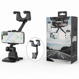360° Rotatable & Retractable Rearview Mirror Phone Holder | Safe & Convenient Driving Mount view 1