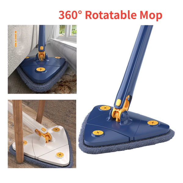 360° Twist Rotatable Triangle Mop with Long Handle Auto Squeeze Design for Floor, Wall, and Ceiling Cleaning