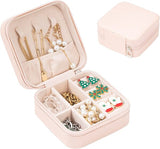 Square Mini Jewellery Box | Portable PU Leather Travel Organizer with Removable Dividers view 1