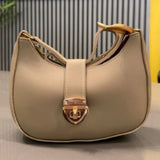 Crescent Leather Luxury Shoulder Bag for Women | Skin Color view 5