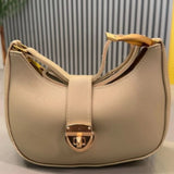 Crescent Leather Luxury Shoulder Bag for Women | Skin Color view 3
