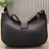 Crescent Leather Luxury Shoulder Bag for Women | Black view 6
