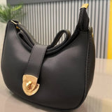 Crescent Leather Luxury Shoulder Bag for Women | Black view 3