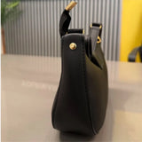 Crescent Leather Luxury Shoulder Bag for Women | Black view 5