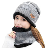 Winter Wool Cap with Neck Warmer Set | Thermal Beanie & Scarf Combo for Men and Women |  Gray view 3