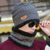Winter Wool Cap with Neck Warmer Set | Thermal Beanie & Scarf Combo for Men and Women |  Gray view 4
