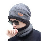 Winter Wool Cap with Neck Warmer Set | Thermal Beanie & Scarf Combo for Men and Women |  Gray view 1