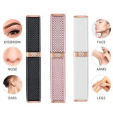 2-in-1 Flawless Facial Hair Remover & Eyebrow Trimmer | USB Rechargeable, Painless & Portable | Black view 2