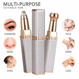 2-in-1 Flawless Facial Hair Remover & Eyebrow Trimmer | USB Rechargeable, Painless & Portable | Silver Color view 1