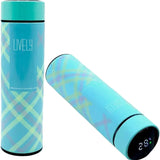 LED Temperature Display Water Bottle | Checkered Design  | Smart Stainless Steel Vacuum 500ml Flask | Random Color view 5