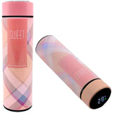 LED Temperature Display Water Bottle | Checkered Design  | Smart Stainless Steel Vacuum 500ml Flask | Random Color view 6