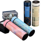 LED Temperature Display Water Bottle | Checkered Design  | Smart Stainless Steel Vacuum 500ml Flask | Random Color view 2