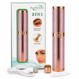 2-in-1 Flawless Facial Hair Remover & Eyebrow Trimmer | USB Rechargeable, Painless & Portable | Pink  Color view 1