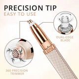 2-in-1 Flawless Facial Hair Remover & Eyebrow Trimmer | USB Rechargeable, Painless & Portable | White view 3
