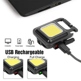 Portable Keychain Light | 500 Lumens Mini COB LED Flashlight with Foldable Handle & USB Rechargeable view 3