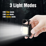 Portable Keychain Light | 500 Lumens Mini COB LED Flashlight with Foldable Handle & USB Rechargeable view 2