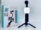 AY-49 Video Making Kit | All-in-One Vlogging Tripod with Wireless Remote, Microphone, LED Light & Mobile Holder view 3