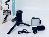 AY-49 Video Making Kit | All-in-One Vlogging Tripod with Wireless Remote, Microphone, LED Light & Mobile Holder view 2