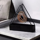 Triangle-Shaped Iron Mosquito Coil Holder | Creative Hanging & Standing Incense Burner | Durable Metal Design | Black | Pack of 1 view 2