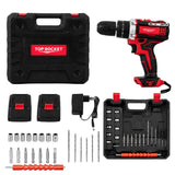 TOP ROCKET Cordless Rechargeable Drill Machine Kit |   48V  Double Batteries | 3-in-1 Drill, Screwdriver & Impact Driver | Variable Speed Power Tool Set with Carry Case view 1