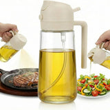2-in-1 Glass Oil Spray Bottle & Dispenser with Pouring Spout | Kitchen Oil Mister for Air Fryer, BBQ & Cooking| 450ml view 3