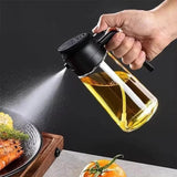 2-in-1 Glass Oil Spray Bottle & Dispenser with Pouring Spout | Kitchen Oil Mister for Air Fryer, BBQ & Cooking| 450ml view 5