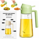 2-in-1 Glass Oil Spray Bottle & Dispenser with Pouring Spout | Kitchen Oil Mister for Air Fryer, BBQ & Cooking| 450ml view 1