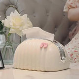Shell Shape Tissue Box Holder | Elegant Wave Pattern Tissue Dispenser | Decorative Napkin Holder for Home & Office view 2