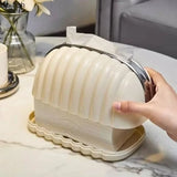 Shell Shape Tissue Box Holder | Elegant Wave Pattern Tissue Dispenser | Decorative Napkin Holder for Home & Office view 4