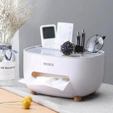 ECOCO Tissue Box with Multifunctional Storage Drawer | Creative Desk Organizer & Tissue Holder | Remote Control & Stationery Organizer | Kitchen, Living Room & Office view 2
